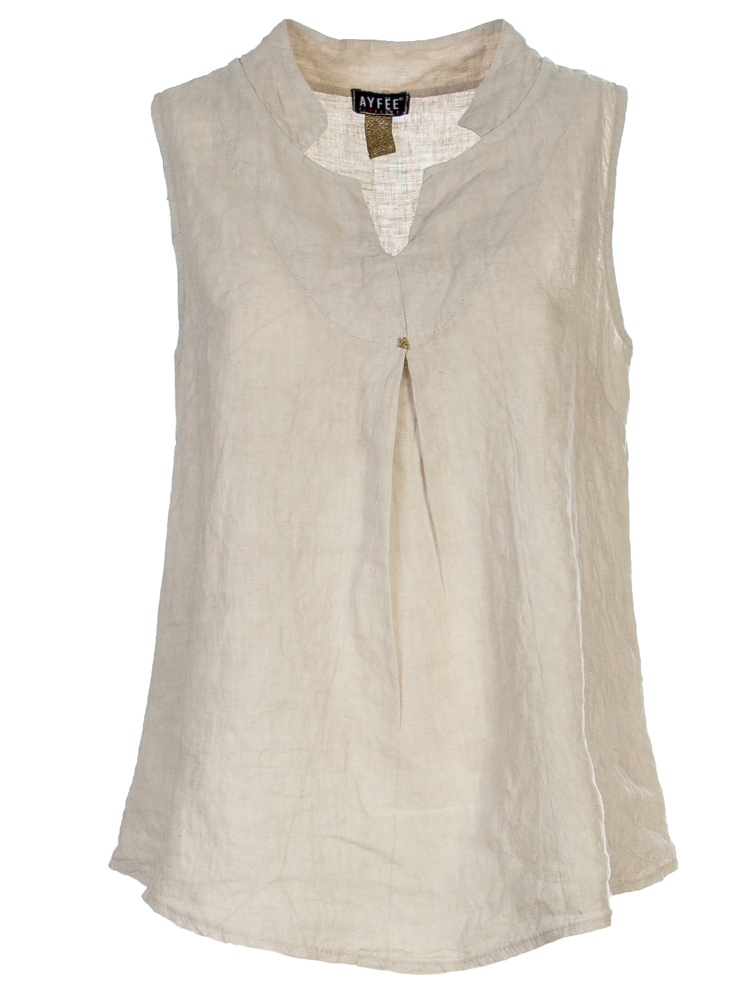 TOP SENZA MANICHE SCOLLO A V , 3TG - BEIGE